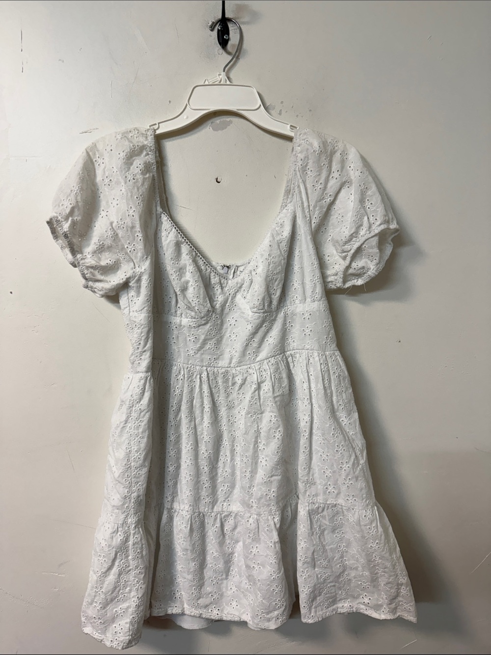 Altar'd State White Eyelet Puff Sleeve Mini Dress